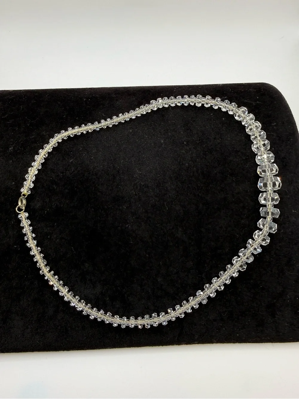 Antique Art Deco Faceted Crystal Graduated Bead Necklace 16”